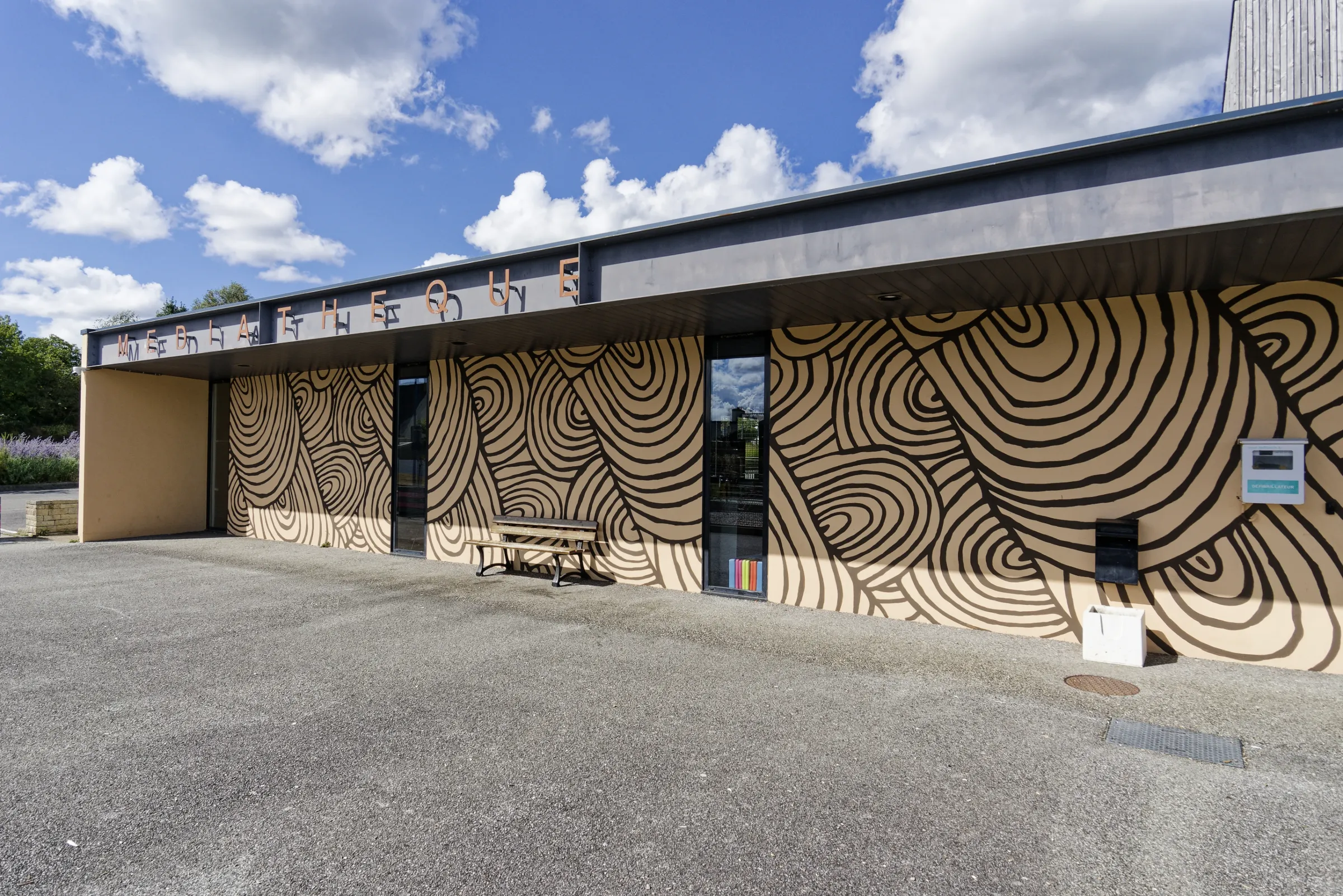 Fresque d'art pariétal breton, graffiti mural décorant la médiathèque d'Edern
